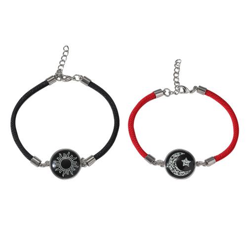 Couple Bracelet and Bangle, 304 Stainless Steel, with Milan Cord, 2 pieces & Unisex & luminated, more colors for choice, Sold By PC