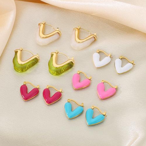 Stainless Steel Lever Back Earring, 304 Stainless Steel, with Resin, Vacuum Ion Plating, different styles for choice & for woman & enamel, more colors for choice, Sold By Pair