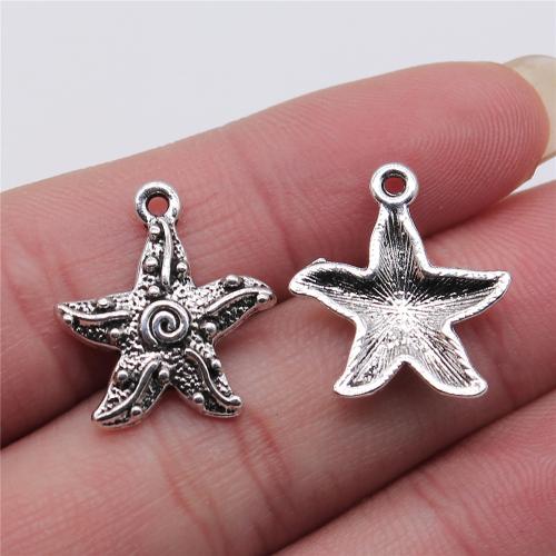 Tibetan Style Star Pendant, Starfish, antique silver color plated, DIY, 18x20mm, Sold By PC