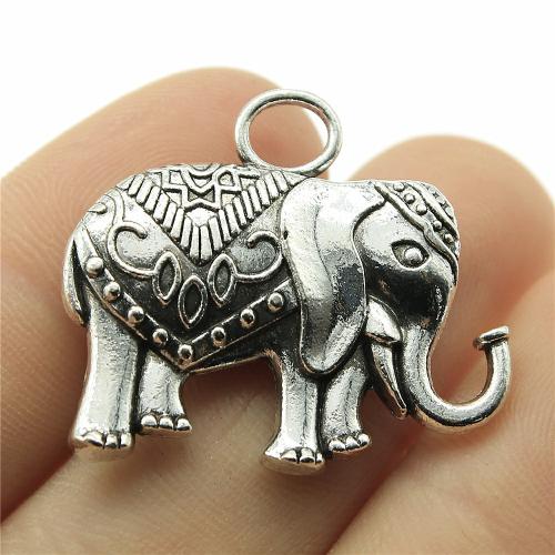 Tibetan Style Animal Pendants, Elephant, plated, DIY, more colors for choice, 28x31mm, Sold By PC