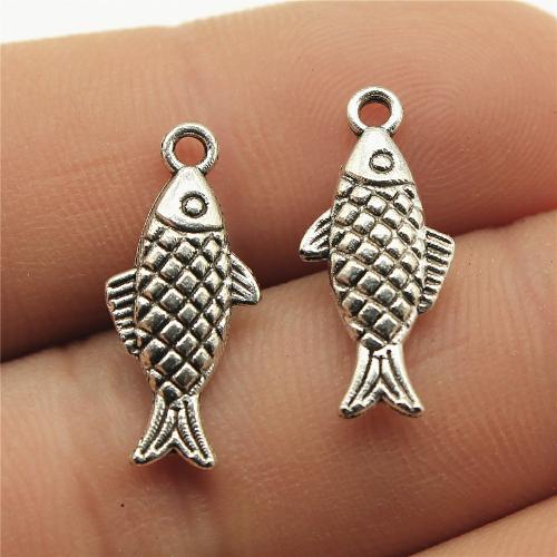Tibetan Style Animal Pendants, Fish, plated, DIY, more colors for choice, 20x8mm, Sold By PC