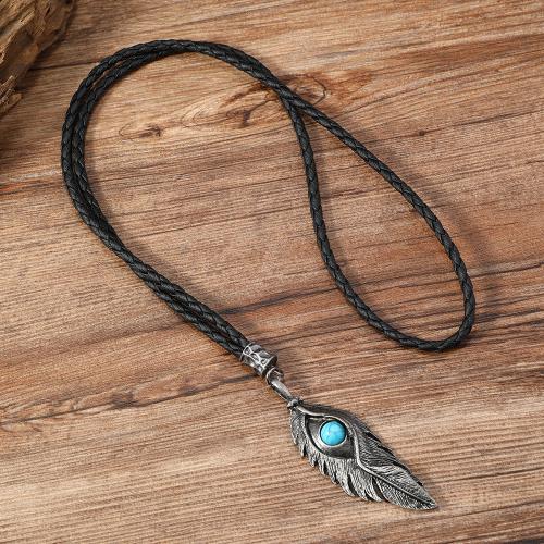 Tibetan Style Necklace, with PU Leather & Turquoise, with 2inch extender chain, handmade, vintage & different styles for choice & for man, Length:Approx 24.4 Inch, Sold By PC
