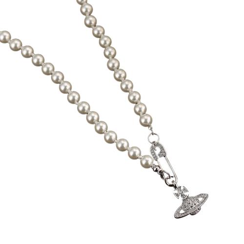Glasperlen Halskette, mit Messing, mit Verlängerungskettchen von 2.76inch, Micro pave Zirkonia & für Frau, Länge:ca. 15.7 ZollInch, verkauft von PC