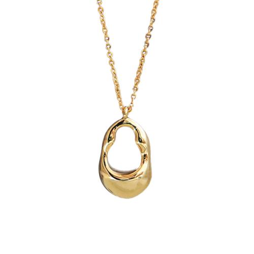 Brass Necklace, with 2.36inch extender chain, Calabash, gold color plated, for woman & hollow, Length:Approx 15.2 Inch, Sold By PC
