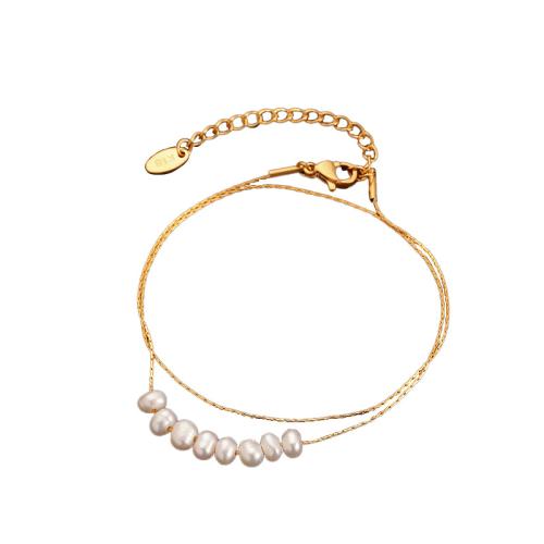 Латунь Ожерелье, с Пресноводные жемчуги, с 1.8inch наполнитель цепи, плакирован золотом, ювелирные изделия моды & Женский, длина:Приблизительно 14.2 дюймовый, продается PC