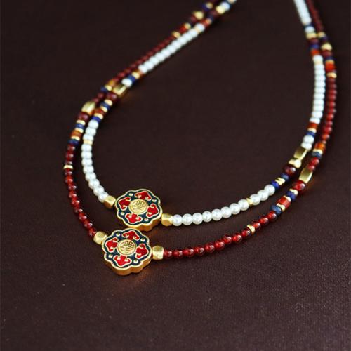 metal collar, con Ágata & Perlas de vidrio, con 2.36inch extender cadena, hecho a mano, Vintage & diferentes estilos para la opción & para mujer, longitud:aproximado 15.9 Inch, Vendido por UD