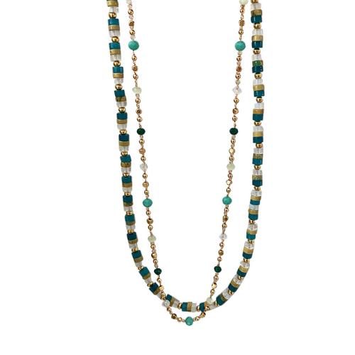Messing Halskette, mit Naturstein, mit Verlängerungskettchen von 2.76inch, goldfarben plattiert, verschiedene Stile für Wahl & für Frau, Länge:ca. 15 ZollInch, verkauft von PC
