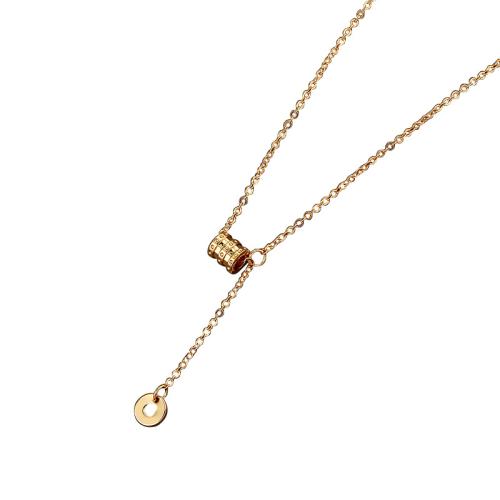 Brass Necklace with 2.2inch extender chain Geometrical Pattern gold color plated fashion jewelry & for woman Length Approx 15.4 Inch Sold By PC