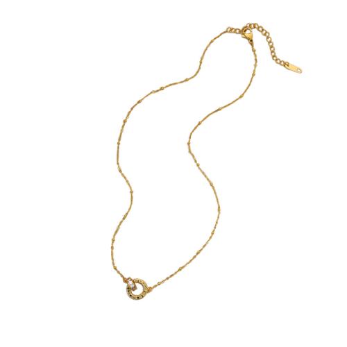 Brass Necklace, with 2.36inch extender chain, Donut, gold color plated, with roman number & micro pave cubic zirconia & for woman, Length:Approx 15.9 Inch, Sold By PC