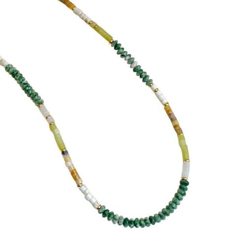 Naturstein Halskette, mit Messing, mit Verlängerungskettchen von 2inch, handgemacht, Modeschmuck & für Frau, Länge:ca. 14.6 ZollInch, verkauft von PC