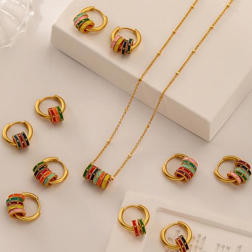 Brass Jewelry Set, Donut, gold color plated, different styles for choice & for woman & enamel, Sold By PC
