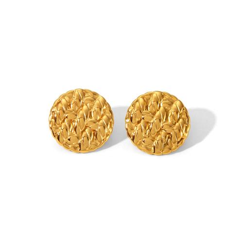 Stainless Steel Stud Earrings 304 Stainless Steel fashion jewelry & for woman golden Sold By Pair