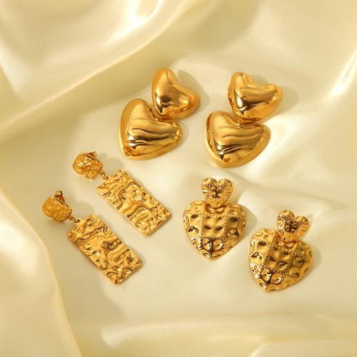 Stainless Steel Stud Earrings 304 Stainless Steel fashion jewelry & for woman golden Sold By Pair