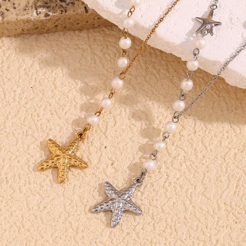 Stainless Steel Jewelry Necklace 304 Stainless Steel with Plastic Pearl with 5cm extender chain fashion jewelry & for woman Length Approx 40 cm Sold By PC