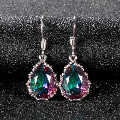 Brass Drop Earring with Crystal fashion jewelry & for woman Sold By Pair