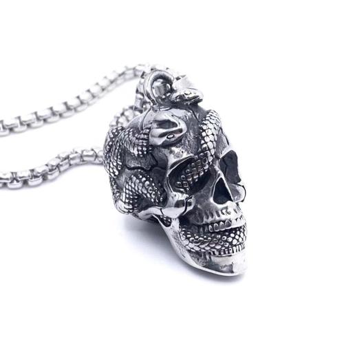 Stainless Steel Jewelry Necklace, 304 Stainless Steel, Skull, different length for choice & different styles for choice & for man, 38x20mm, Sold By PC