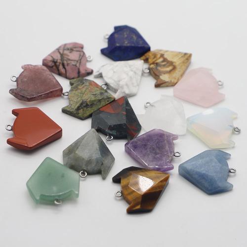Gemstone Pendants Jewelry, Natural Stone, with Iron, Animal, DIY & different materials for choice, more colors for choice, 28x28x7mm, Sold By PC