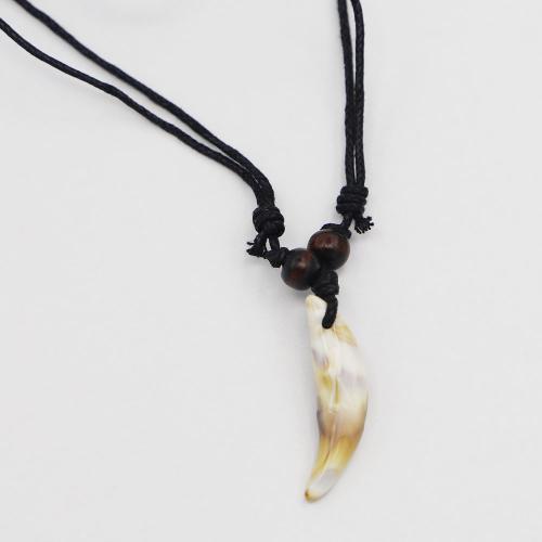 Resin Necklace Cotton Thread with Wood & Resin Horn Adjustable & for man Length Approx 44-86 cm Sold By PC