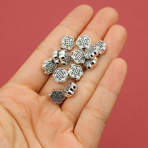 Tibetan Style Spacer Beads, Chinese Knot, silver color plated, DIY, nickel, lead & cadmium free, 10x9mm, Hole:Approx 1.5mm, Approx 200PCs/Bag, Sold By Bag