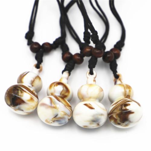 Resin Necklace Cotton Thread with Wood & Resin Calabash Adjustable & Unisex Length Approx 44-86 cm Sold By PC