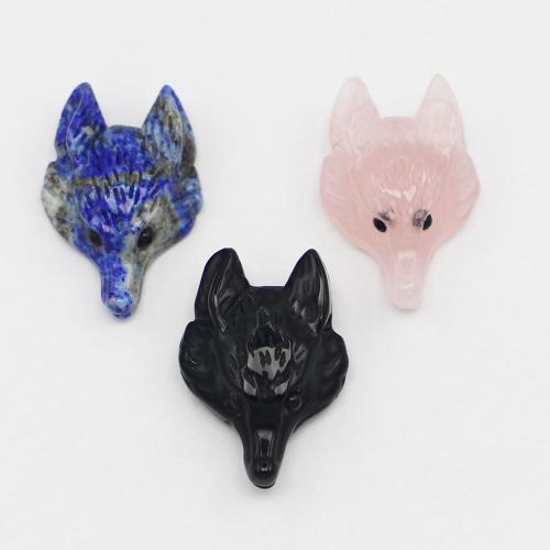 Gemstone Pendants Jewelry Natural Stone Fox Carved DIY Approx 3mm Sold By PC