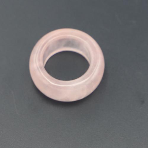 Natural Quartz Finger Ring, Rose Quartz, Donut, Unisex, pink, 12mm, US Ring Size:9, Sold By PC