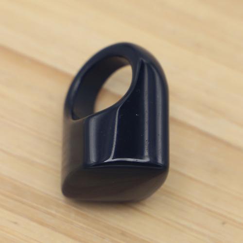 Agate δάχτυλο του δακτυλίου, Μαύρο Agate, Ρόμβος, για άνδρες και γυναίκες & διαφορετικό μέγεθος για την επιλογή, μαύρος, Width 21-24mm, Sold Με PC