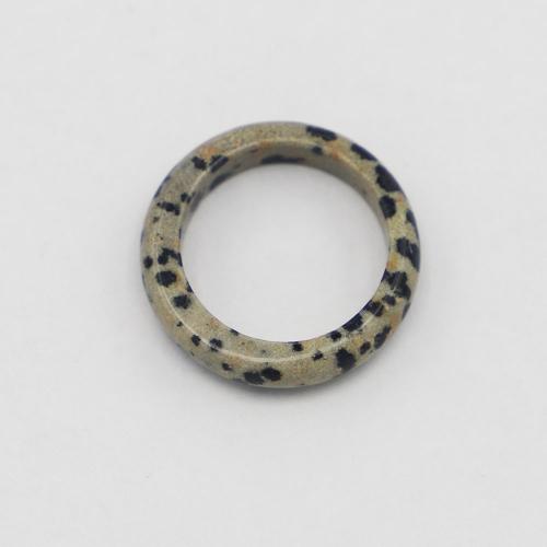Natural Gemstone Finger Ring, Dalmatian, Donut, Unisex & different size for choice, white and black, 6mm, Sold By PC