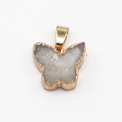 Agate Jewelry Pendants Brazil Agate with Brass & Iron & 304 Stainless Steel Butterfly gold color plated DIY Sold By PC
