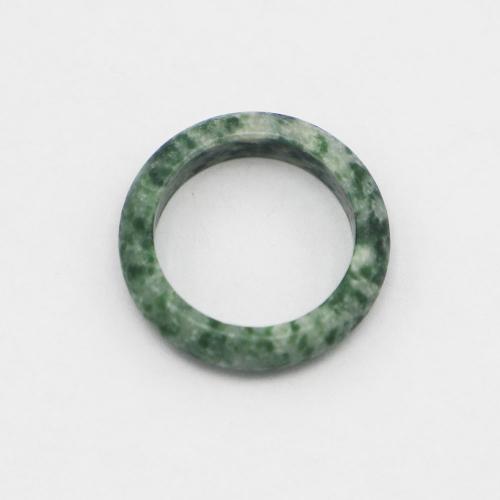 Bague pierre précieuse, Pierre de tache vert, beignet, unisexe, vert, 6mm, Taille:9, Vendu par PC