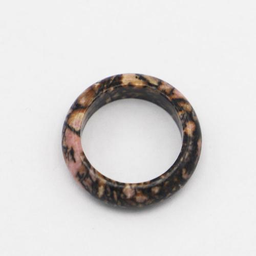 Natural Gemstone Finger Ring, Rhodochrosite, Donut, Unisex & different size for choice, mixed colors, 6mm, Sold By PC