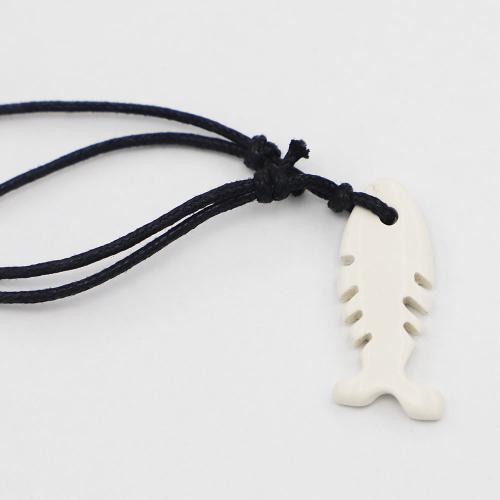 Fashion Necklace Jewelry, Cotton Thread, Fish Bone, Adjustable & for man, 40x16x5mm, Length:Approx 44-86 cm, Sold By PC