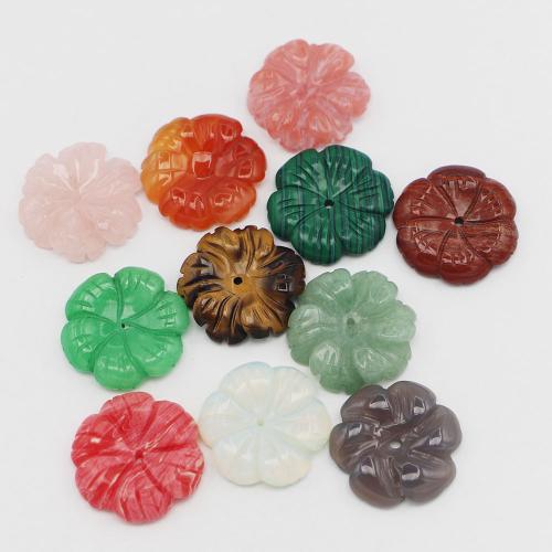 Gemstone Pendants Jewelry Natural Stone Flower Carved DIY Sold By PC