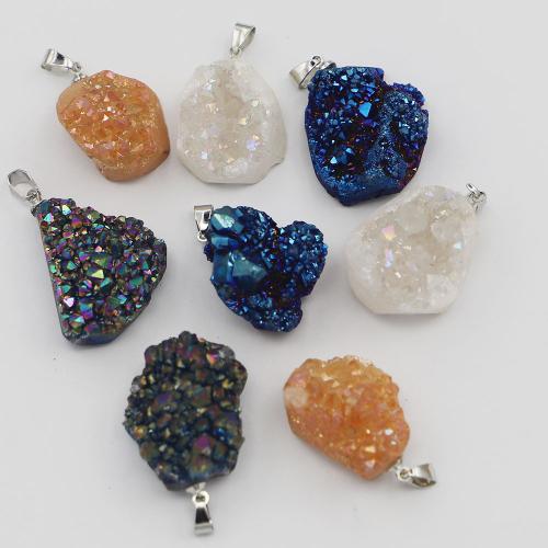 Agate Jewelry Pendants Ice Quartz Agate with Iron & 304 Stainless Steel irregular DIY x30-24x10-8mm Sold By PC