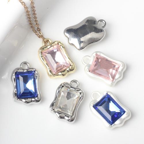 Glass Zinc Alloy Pendant with Glass plated DIY nickel lead & cadmium free Sold By Bag