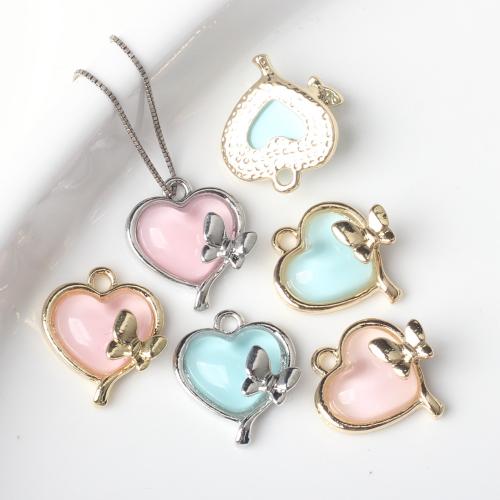 Zinc Alloy Heart Pendants with Resin plated DIY nickel lead & cadmium free Sold By Bag