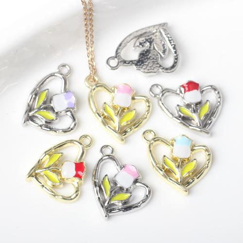 Tibetan Style Heart Pendants, plated, DIY & enamel, more colors for choice, nickel, lead & cadmium free, 17x16mm, 100PCs/Bag, Sold By Bag