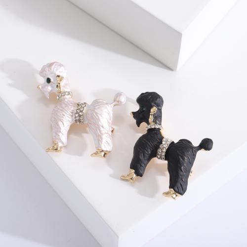 Tibetan Style Brooches, Dog, gold color plated, for woman & enamel & with rhinestone, more colors for choice, nickel, lead & cadmium free, Sold By PC