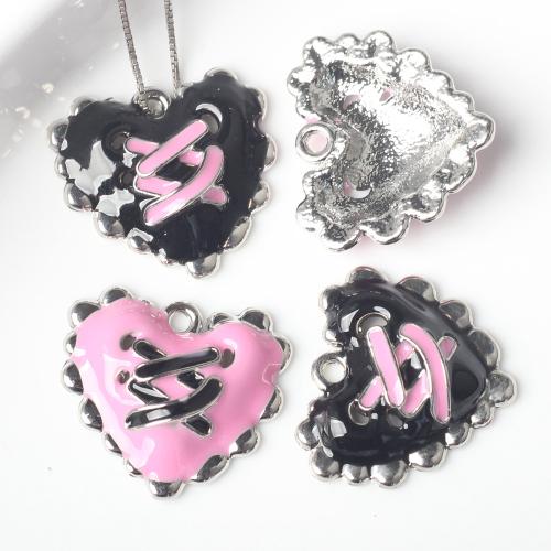 Tibetan Style Heart Pendants, silver color plated, DIY & enamel, more colors for choice, nickel, lead & cadmium free, 20x21mm, 100PCs/Bag, Sold By Bag