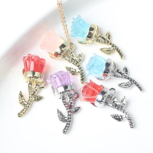 Resin Tibetan Style Pendants, with Resin, Rose, plated, DIY, more colors for choice, nickel, lead & cadmium free, 100PCs/Bag, Sold By Bag