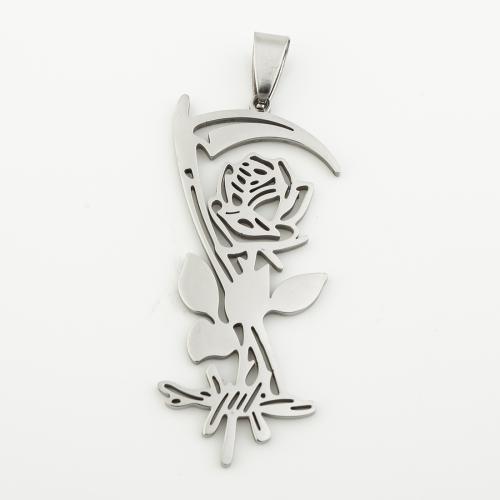 Stainless Steel Flower Pendant 304 Stainless Steel silver color plated DIY silver color Approx 4mm Sold By Bag