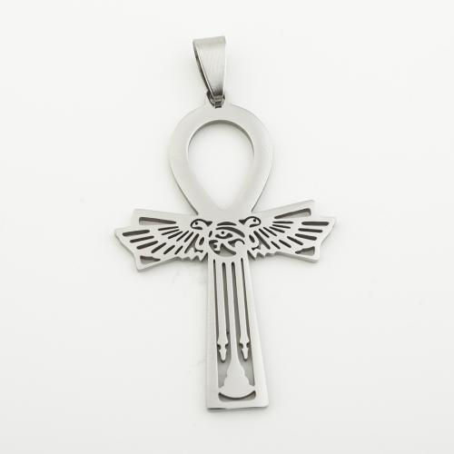 Stainless Steel Cross Pendants, 304 Stainless Steel, silver color plated, DIY, silver color, 47x31x1mm, Hole:Approx 4mm, 10PCs/Bag, Sold By Bag