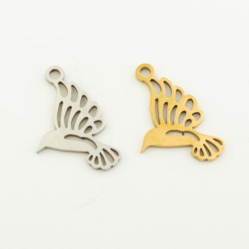 Stainless Steel Animal Pendants, 304 Stainless Steel, Bird, plated, DIY, more colors for choice, 18x11x1mm, Hole:Approx 1mm, 10PCs/Bag, Sold By Bag