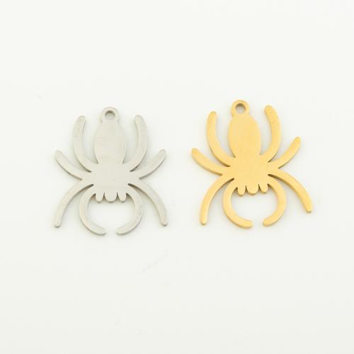 Stainless Steel Animal Pendants, 304 Stainless Steel, Spider, plated, DIY, more colors for choice, 18x15x1mm, Hole:Approx 1mm, 10PCs/Bag, Sold By Bag