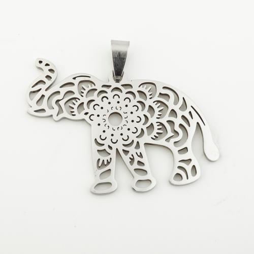 Stainless Steel Animal Pendants, 304 Stainless Steel, Elephant, silver color plated, DIY, silver color, 47x31x1mm, Hole:Approx 4mm, Sold By PC