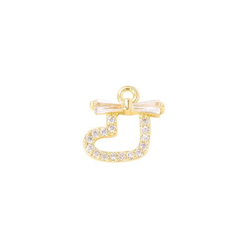 Cubic Zirconia Micro Pave Brass Pendant Heart real gold plated DIY & micro pave cubic zirconia golden Sold By PC