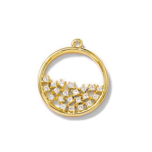 Cubic Zirconia Micro Pave Brass Pendant, real gold plated, DIY & micro pave cubic zirconia, golden, 15x17mm, Sold By PC