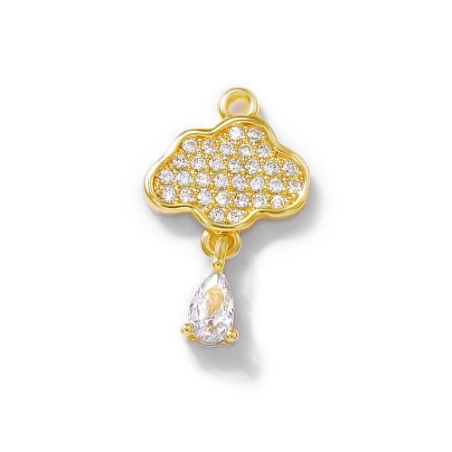 Cubic Zirconia Micro Pave Brass Pendant, real gold plated, DIY & micro pave cubic zirconia, golden, 11x18mm, Sold By PC