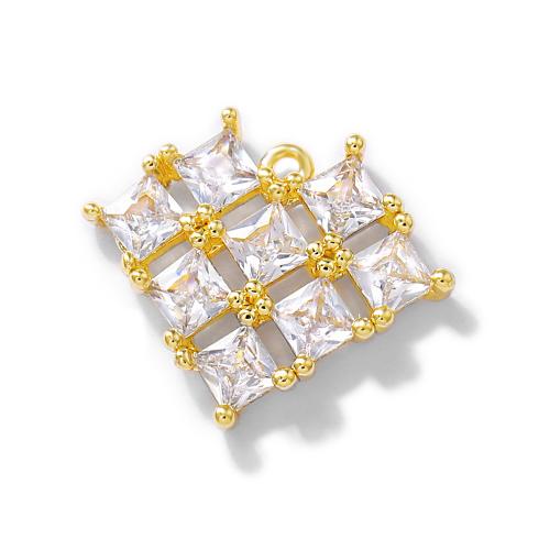 Cubique Pendentif en laiton zircon pavent, coeur, Plaqué d'or, DIY & pavé de micro zircon, doré, 17x14mm, Vendu par PC