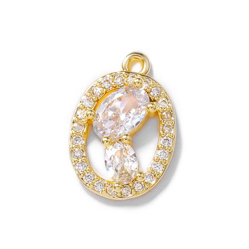 Cubic Zirconia Micro Pave Brass Pendant, real gold plated, DIY & micro pave cubic zirconia, golden, 10x14mm, Sold By PC